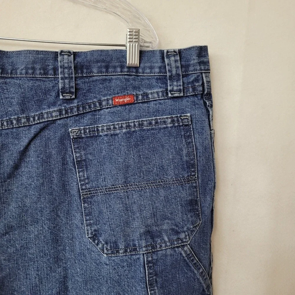Wrangler Mens Carpenter Denim Shorts Size 46‎ Blue Medium Wash Utility Workwear